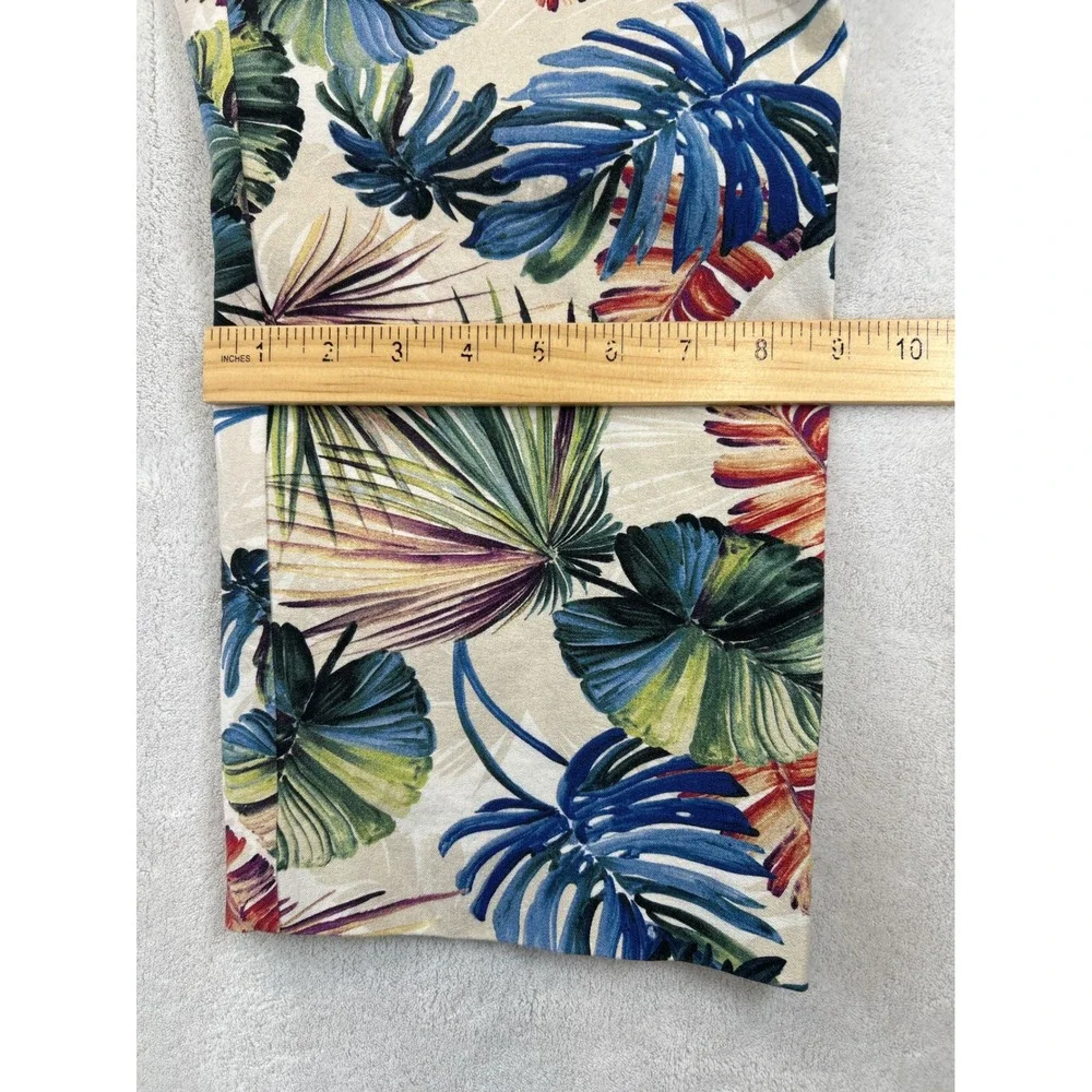 Chico's Pants Women 16 Multi Color Cropped Tropical‎ Botanical Cotton Blend